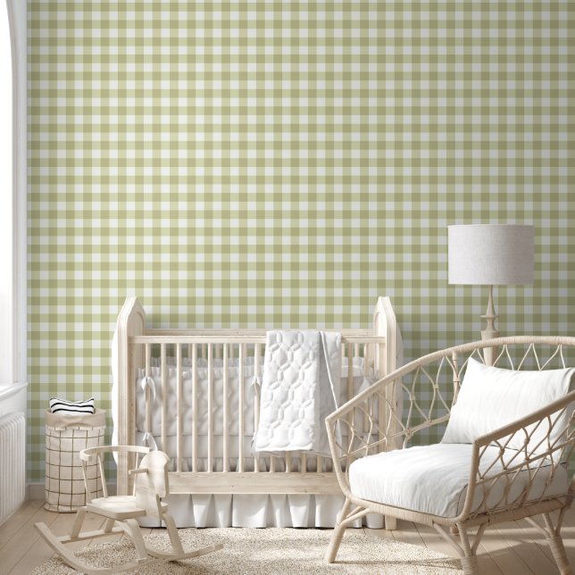 Papel Pintado Gingham de pradera campestre francés - cuadros en  (Niños)