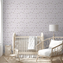 Papel Pintado Gingham floral lila