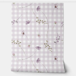 Papel Pintado Gingham floral lila