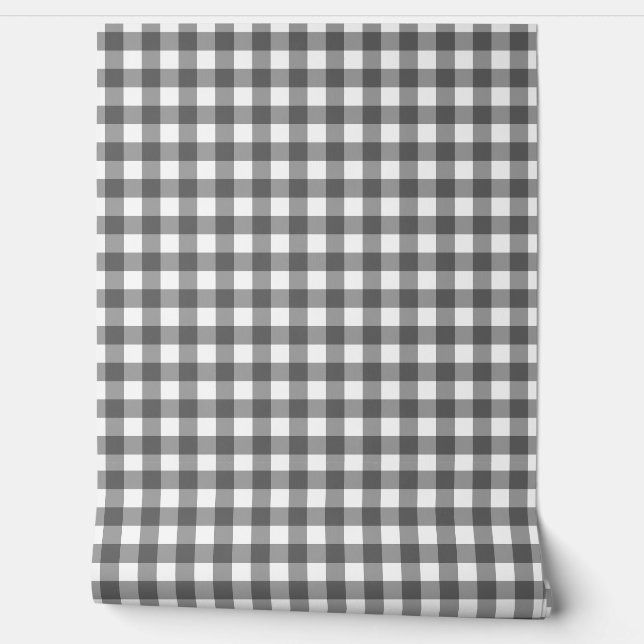 Papel Pintado Gingham grises clásica de alta elección (Desenrollar)