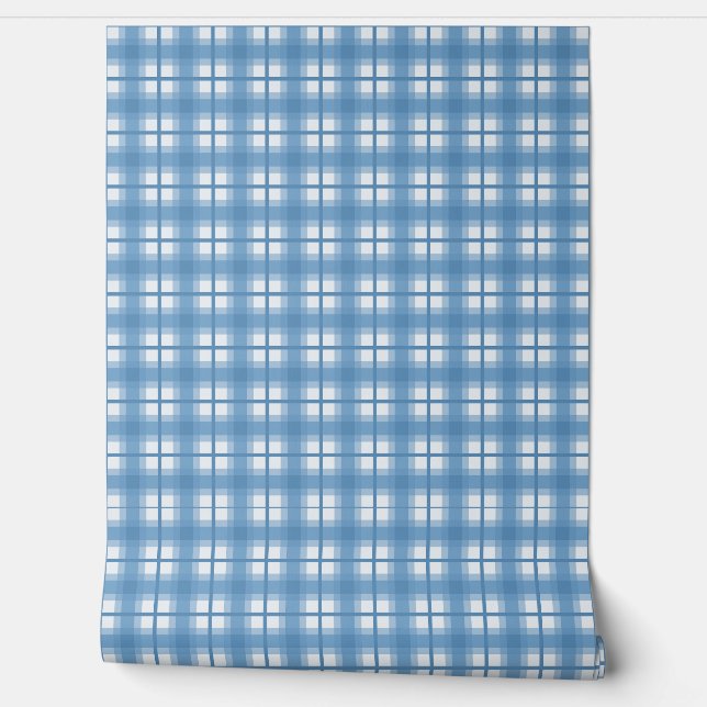 Papel Pintado Gingham Indio - Arándano Azul Suave (Desenrollar)