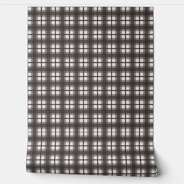 Papel Pintado Gingham Indio - Marrón Oscuro Suave (Desenrollar)
