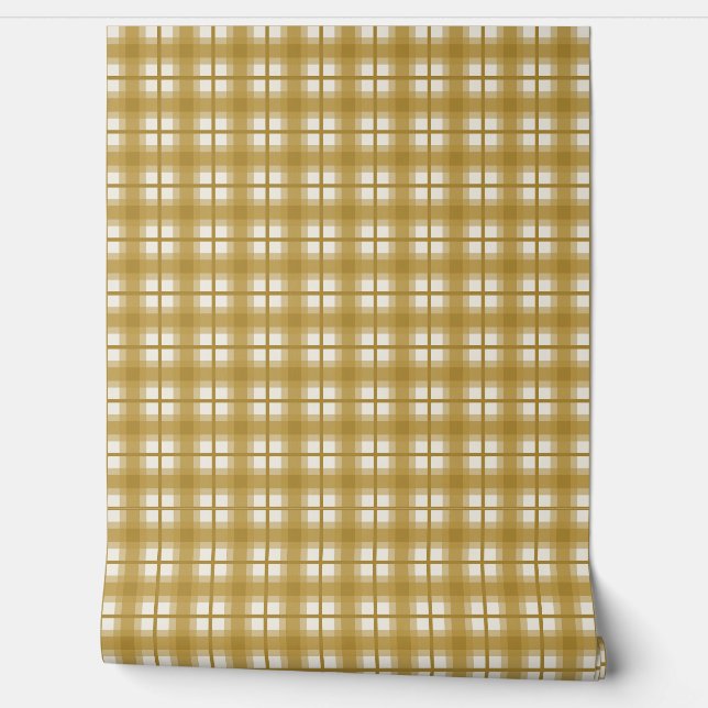 Papel Pintado Gingham Indio - Miel Ocre (Desenrollar)