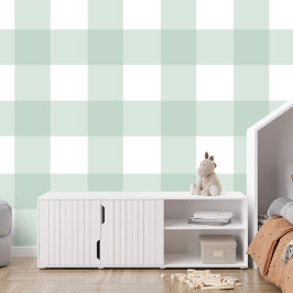 Papel Pintado Gingham light green check lindo simple platillo