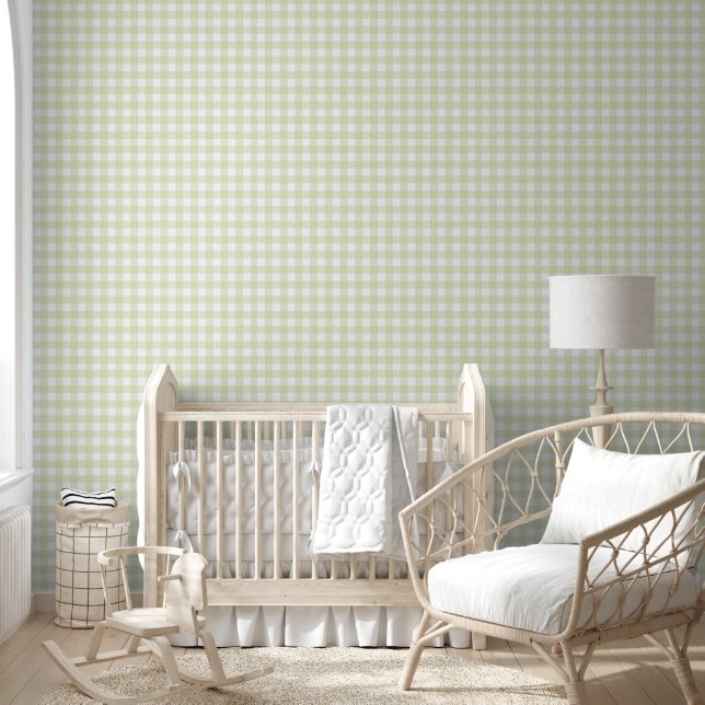 Papel Pintado Gingham Oliva White (Niños)