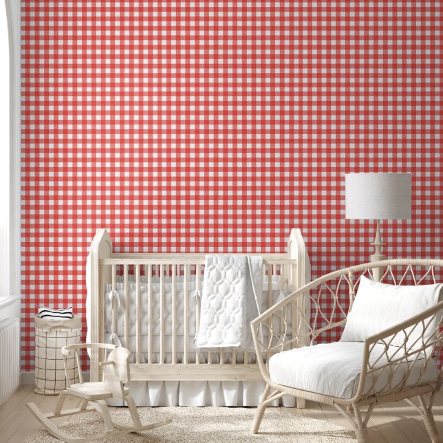 Papel Pintado Gingham Red White (Niños)