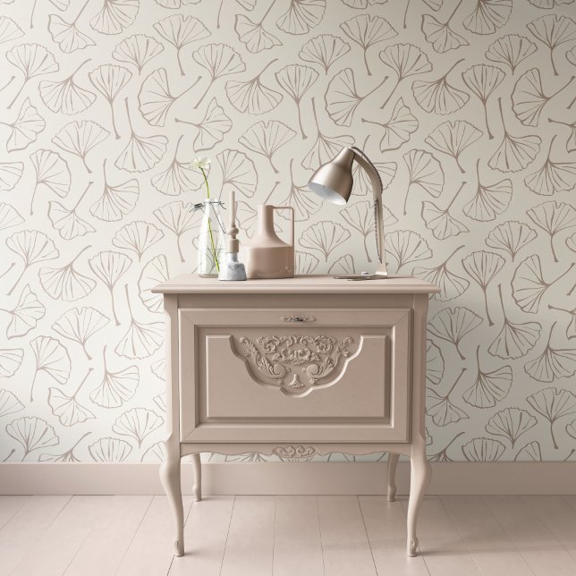 Papel Pintado Ginkgo Leaves Japandi Botanical Beige Pale Taupe  (Subido por el creador)
