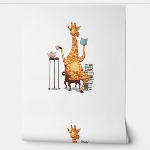 Papel Pintado Girafas, libros y obsequios de té