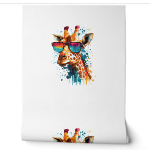Papel Pintado Giraffe Vintage Gafas de sol Gracioso animal afric