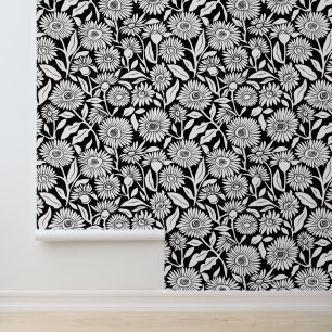 Papel Pintado Girasol mínimo blanco y negro