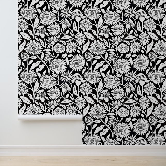 Papel Pintado Girasol mínimo blanco y negro (Solicitud)