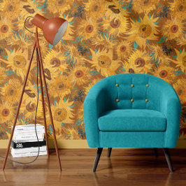 Papel Pintado Girasoles de Vincent Van Gogh Marrón Óxido Amarill