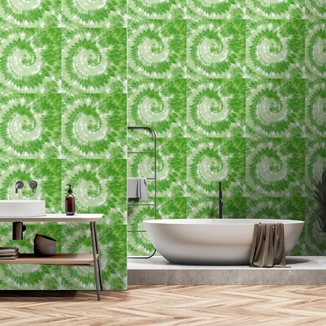 Papel Pintado Giro de tinte verde (Baño)