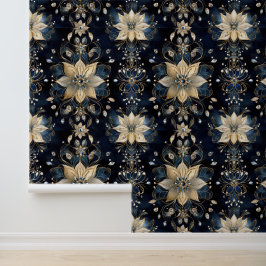 Papel Pintado Glam Luxe Navy Gold Floral