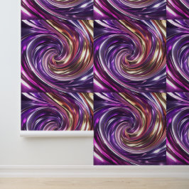 Papel Pintado Glamoroso Purple Gold Disco Swirl Peel y Stick