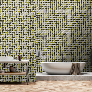 Papel Pintado Glen Plaid. Negro y mostaza.