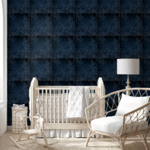 Papel Pintado Glimmery Navy Grunge   Damasco azul oscuro de zafi