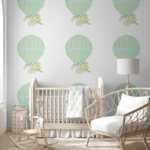 Papel Pintado Globo de aire caliente verde