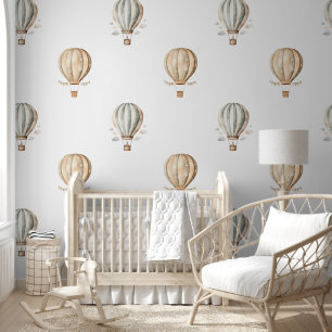 Papel Pintado Globos Aerostáticos Acuarela Boho Nursery Dulce