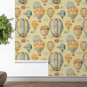 Papel Pintado Globos Aerostáticos Amarillos Habitación del Bebé 