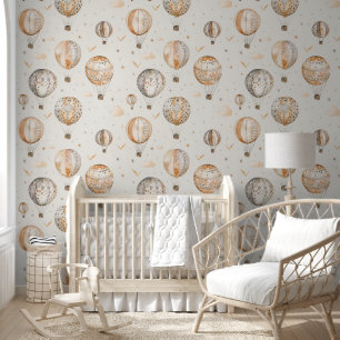 Papel Pintado Globos aerostáticos marrones neutros Chic