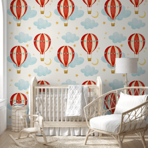 Papel Pintado Globos de aire caliente rojos