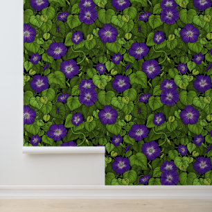 Papel Pintado Gloria matutina en morado y verde