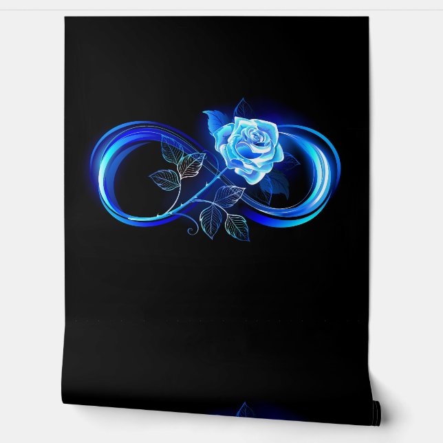 Papel Pintado Glowing infinity with blue rose (Desenrollar)