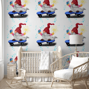 Papel Pintado Gnome de patinaje con regalos y Navidades Sparkler