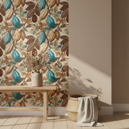 Papel Pintado Gold Brown Turquoise Cacao Pattern