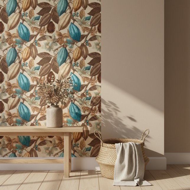 Papel Pintado Gold Brown Turquoise Cacao Pattern (Subido por el creador)