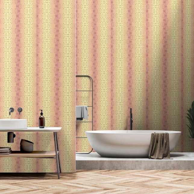 Papel Pintado Golden Brick Wall – Symmetrical Architectural Patt (Baño)