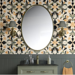 Papel Pintado Golden Flourier - Oro, negro, sabio - Tradicional