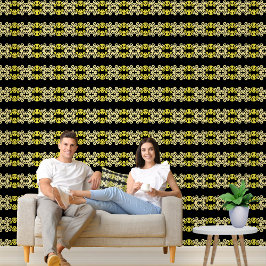 Papel Pintado Golden Yellow Ornamental Seamless Stripe Pattern