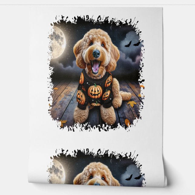 Papel Pintado Goldendoodle perro Halloween (Desenrollar)
