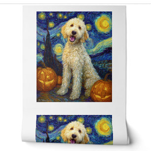 Papel Pintado Goldendoodle Perro Lindo Halloween Jack O Linterna
