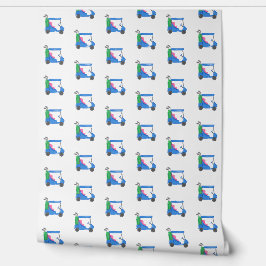 Papel Pintado Golf Blue Golfcart Golfer Preppy