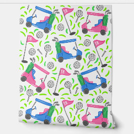 Papel Pintado Golfer Golf Cart Preppy