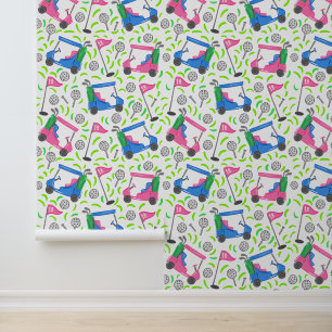 Papel Pintado Golfer Golf Cart Preppy