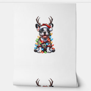 Papel Pintado Gorra de Santa de luces de Navidad divertida de Bu