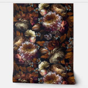 Papel Pintado Gótico oscuro otoño vintage Moody Florals Jardín 1