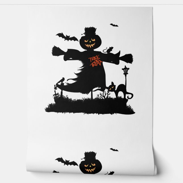 Papel Pintado Gracioso diseño de Halloween con espantapájaros (Desenrollar)