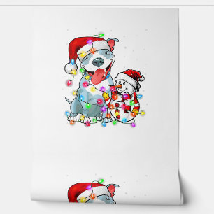 Papel Pintado Gracioso Navidad de Perro Pitbull Tee Snowman Xmas