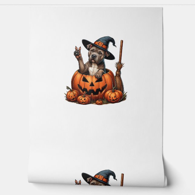 Papel Pintado Gracioso Pitbull Topkin Perro Halloween Halloween  (Desenrollar)