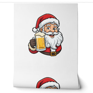 Papel Pintado Gráfico de Navidad de Papá Noel bebiendo cerveza