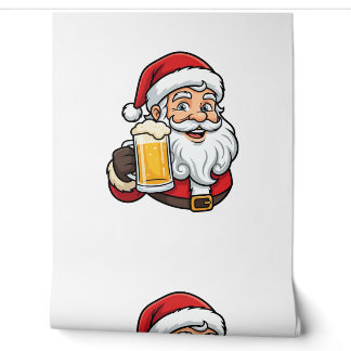 Papel Pintado Gráfico de Navidad de Papá Noel bebiendo cerveza