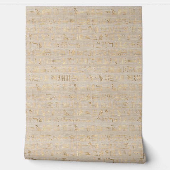Papel Pintado Gráficos egipcios Tema egipcio oro y beige (Desenrollar)