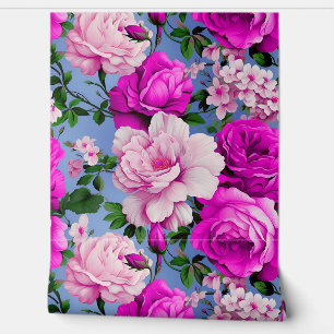 Papel Pintado Gran Flor Rosa Púrpura Retro