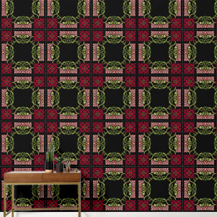 Papel Pintado Gran Gótico Rosa Art Nouveau y rojo Dahlia