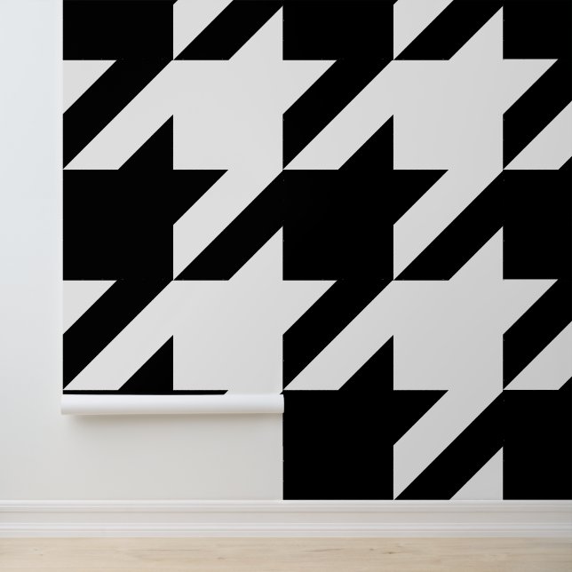 Papel Pintado Gran Houndstooth negro y blanco (Solicitud)